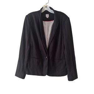 JCP Women's Black Tailored Blazer Jacket XL One Button Career Office Lined
